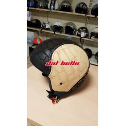 Casco jet in pelle vintage custom retrò Mr. Black