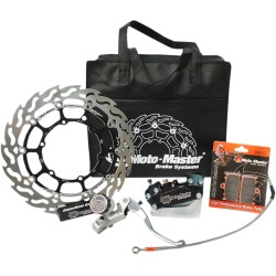 MOTO-MASTER - SUPERMOTO RACING KIT - BRAKE KIT SM RACE: 320mm FLOATING FLAME,4-PISTON CALIPER/BRACKET,BRAKE PADS/LINE,RADIAL MASTER CYL.
