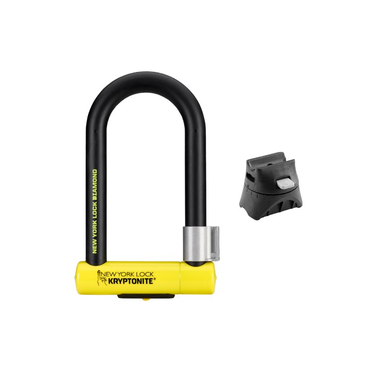 Lucchetto U-Lock NEW YORK DIAMOND STANDARD con supporto Flex-Frame - nero giallo