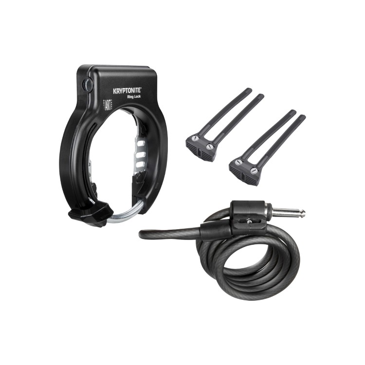 Lucchetto arco al telaio RING LOCK (montaggio fascette flexible mount) con cavo spirale Plug-In 10 mm - nero