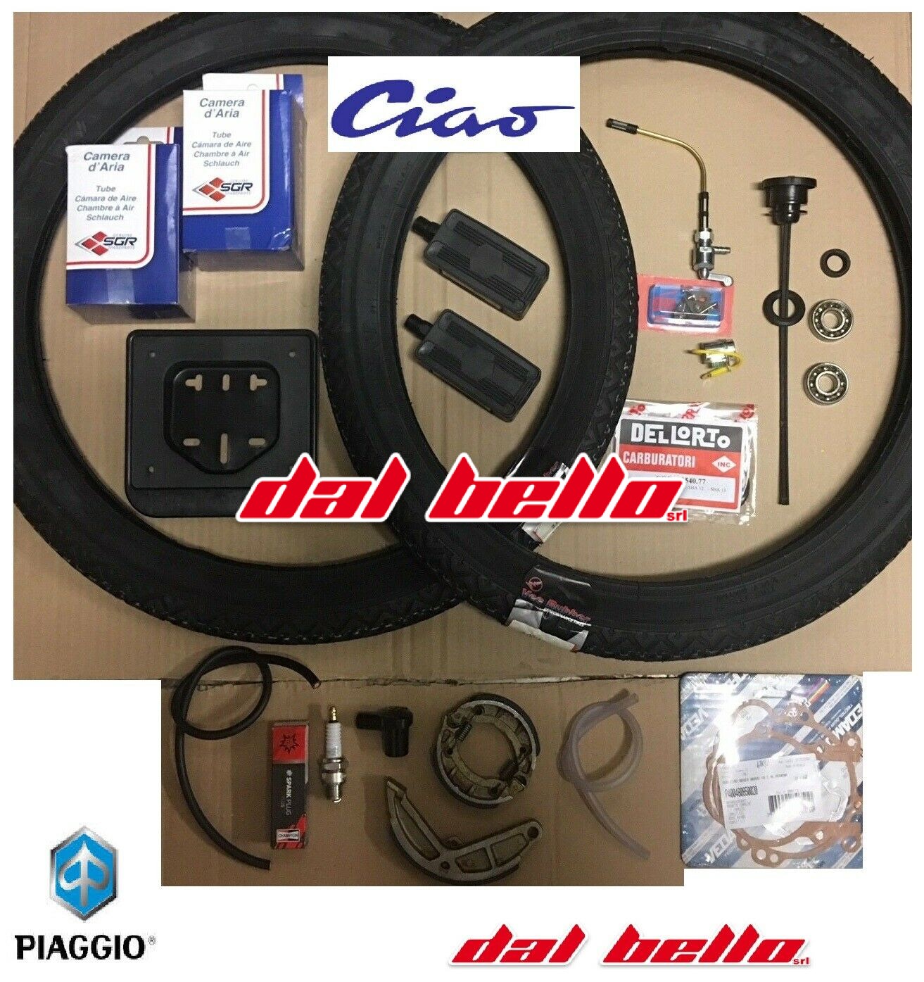 KIT-Restauro-PIAGGIO-CIAO-Copertoni-2x17-Tappo-Rubinetto-benzina-candela-284165233845